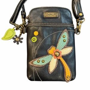 Chala Dragonfly Faux Leather Crossbody Phone Wallet Purse Convertible Straps